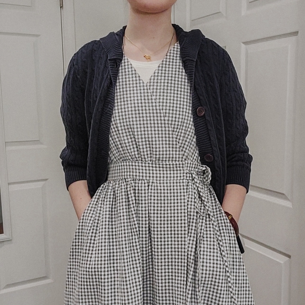 Women's Blue Cable Knit Cardigan - Picture 2 of 8